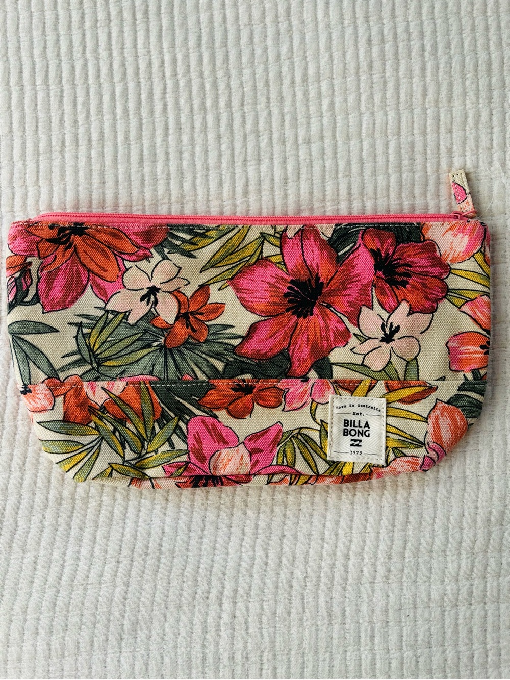Billabong Tropical Floral Canvas Zipper Pouch Boho Beach Accessory - Picture 6 of 15